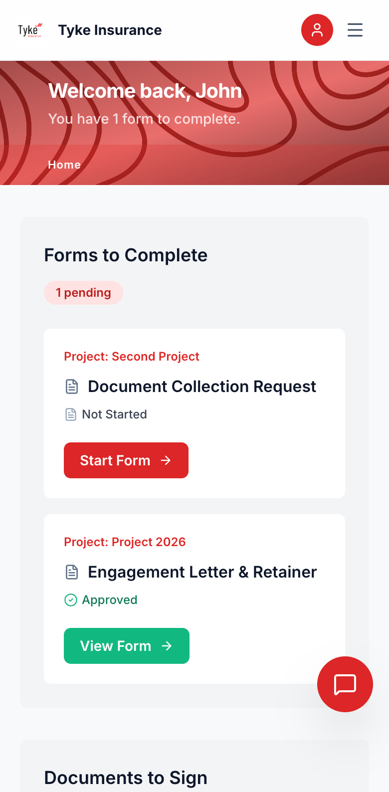 Tyke Insurance client portal mobile